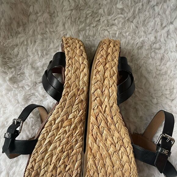 Sam Edelman Darline leather Black Espadrilles platform wedge strap sandals SZ9M - Picture 5 of 10